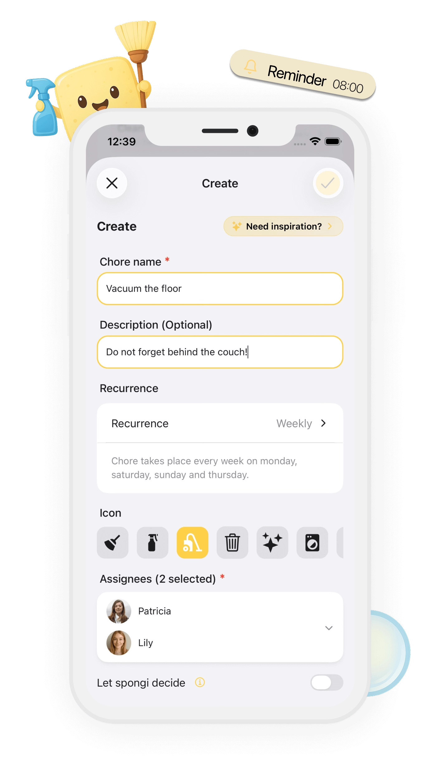 Add new chores in seconds